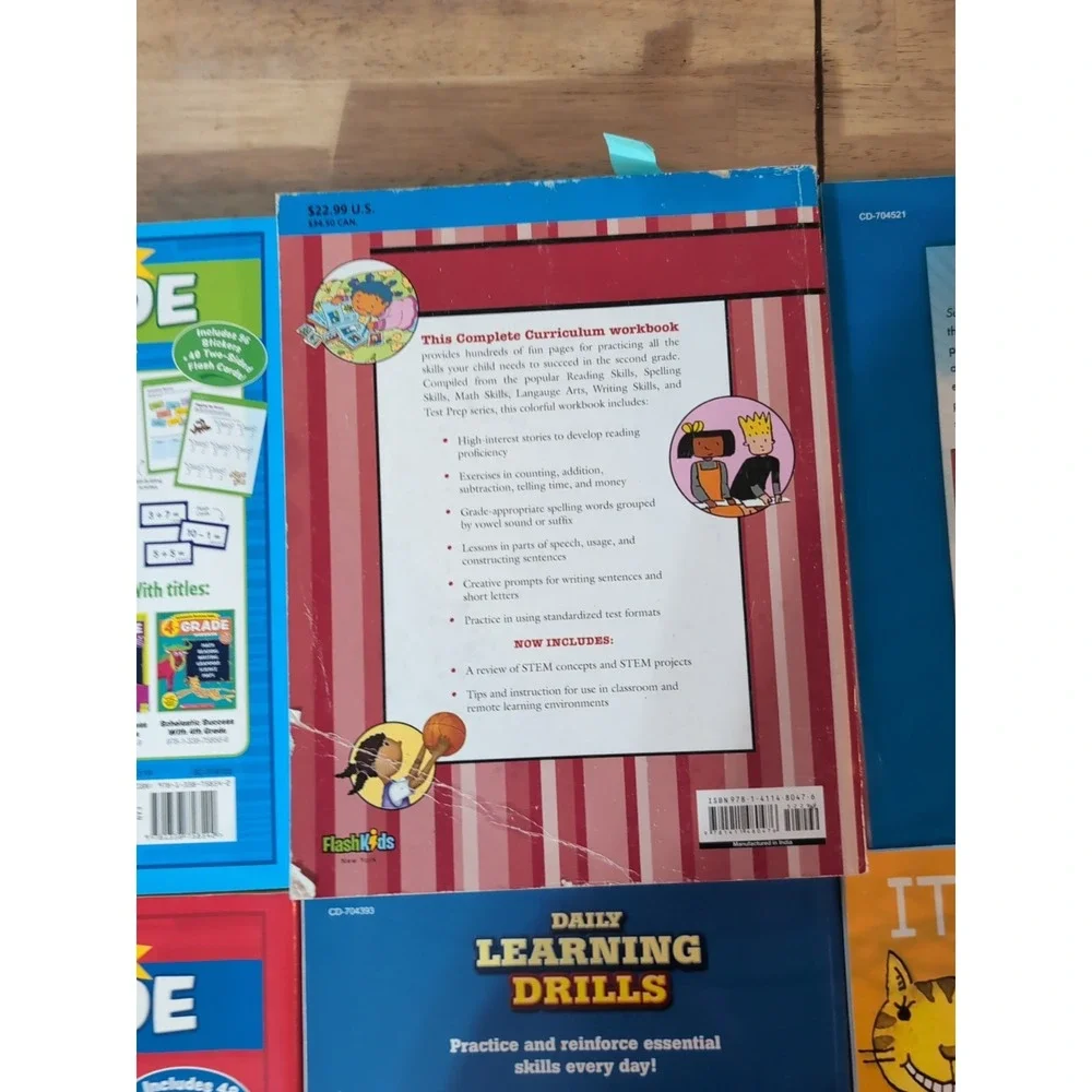 Lot Of 6 Workbooks 1st & 2nd Grade Scholastic  Brain Quest. ‎ HAS WRITING.
